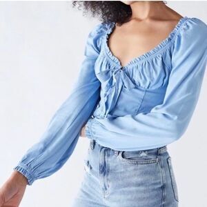 Cottagecore milkmaid light blue bustier corset top